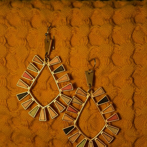 Boho Geometric Drop Earrings – Multicolor Statement Jewelry - Picture 4 of 4